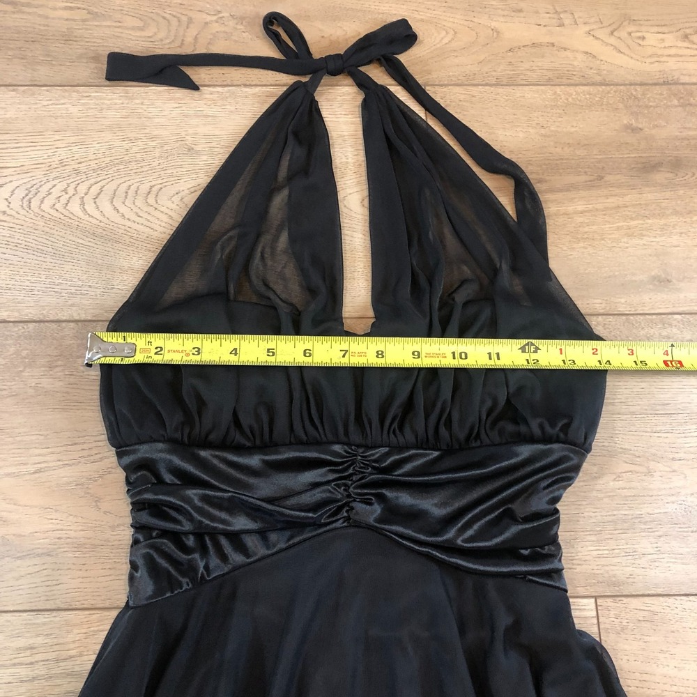 Vintage 90s‎ Y2K XOXO Halter Dress Size S Black Gown Slip Ruffle Hoco Whimsigoth - Picture 10 of 10